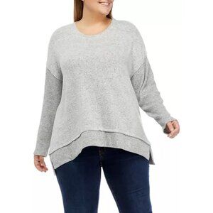 NWT Wonderly Studio Plus Size Hacci Drop Shoulder Rib High‎ Low Sweater Size 3X